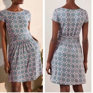 Boden Dress Jersey Amelie Pink Green Geometric Tropical Size XS Spring Summer
